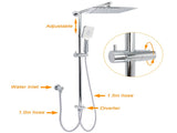 WELS Chrome Square 10" Rain Shower Head 3 Mode Handheld Sliding Rail Wall Arm With Mixer V1233-HS002M4CSC842SS1001KSQ201CR