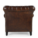 STUDDED LEATHER ARM CHAIR V742-M10368