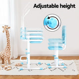 Keezi Kids Table and Chair Set Adjustable Study Desk w/ LED Lamp Reading Blue KTC-A-STU-PL-BL