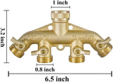 Brass Hose 4 Way Splitter Bundle, Heavy Duty Aluminum Quick Connect Fittings for Yard and V1189-LC-LY-00162