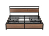 Artiss Metal Bed Frame Double Size LED Storage Headboard USB Charge 4 Drawers MBED-C-SKY-D-BK-ABC