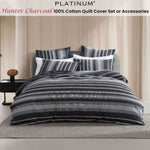 Platinum Collection Hunter Charcoal 100% Cotton Seersucker Quilt Cover Set Queen V442-LED-QUILTCS-HUNTER-CHARCOAL-QS