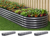 Green Fingers 3 Pcs Raised Garden Bed Kit Oval Galvanized Steel Planter Boxes 320x80x42cm, Heavy GARDEN-OVAL-3208042X3