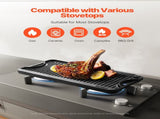 Reversible Grill/Griddle, 20x10 inch Pre-Seasoned Cast Iron Griddle, Portable Rectangular Pan with V952-SMJP2010INCHFUIXPV0