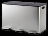 Toque Pedal Rubbish Bin Kitchen Trash Can Stainless Steel 3 x 18L Waterproof KT1050-SL-AU