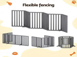 i.Pet Dog Gate Playpen Enclosure 6 Panels Pet Door Fence Wooden Play Pen Stair PET-GATE-WD-282X80-GR