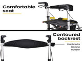 EQUIPMED 2-in-1 Folding Rollator Wheelchair Adjustable Mobility Walker w/ Park Brakes & Bag, Silver V219-EQHCRL22A