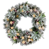 Christabelle Stunning 61cm Snowy Christmas Wreath with LED Lights Crown Pine Baubles Front Door 112_SENCR104