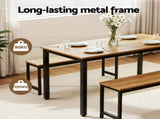 Artiss Dining Table and Chairs Set 3PCS Kitchen Metal Desk Bench Natural Oak MO-DIN-SET-01-BKWD-AB