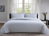 100% Cotton Lightly Quilted Coverlet Set Unity Silver Queen V442-STT-COVERLET-UNITY-SILVER-QS