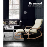 Artiss Rocking Armchair Footstool Bentwood Beige ARMCHAIR-STOOL-BG