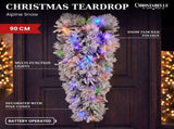 Christabelle 90cm Alpine Snow Christmas Teardrop Pre Lit Multi Function LED Timer Flocked Pine 112_WFLAS90T