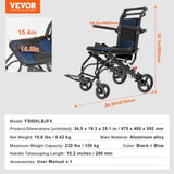 VEVOR, Aluminum Alloy Ultra-Lightweight Transport Chair for Adults, Foldable Cabin V952-FWYSLYLHJ157O4N02V0