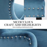 French Provincial Dining Chair Ring Studded Velvet Rubberwood Leg LISSE NAVY BLUE V274-FT-VFC-1141-NV1
