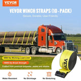 Winch Straps, 10.2 cm x 12.2 m, 2.7T Load Capacity, 8.2T Break Strength, Truck Straps with Flat V952-PGJPDHS4INCH4XSZKV0