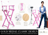2X Director Movie Folding Tall Chair 76cm PINK HUMOR V274-FT-6015DC-PK2