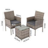 2 Seater PE Rattan Outdoor Furniture Chat Set- Mixed Grey V264-OTF-520S-LGR