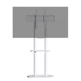 40-75" Heavy Duty Floor Tv Stand W/ Marble Shelf Adjustable Height Mount Bracket V767-U-Z1318-WT