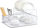CARLA HOME 2-Tier Dish Drying Rack for Kitchen Counter with Removable Drip Tray, Utensil Holder and V178-36249