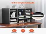 Literature Organizer, 24 Compartments Office Mailbox with Adjustable Shelves, Wooden Mailbox Sorter V952-WJJEKBHB24G93KUELV0
