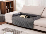 90*90CM Grey Waterproof & Scratch-Resistant Pet Sofa Protector Mat with Pillow Cat & Dog Bed, V888-ELOSUNG17393