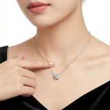 Elegant Dual Heart Moissanite Pendant Necklace in Sterling Silver, Featuring a Sparkling 8x8mm Eight V1341-ZY-VXR5QYDA-MOISSANITE-PREMIUMS925