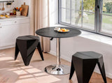 Artiss Bar Stools and Table Set 3PCS Dining Desk Kitchen Chair PVC Leather Black BA-SET-304PVC-T-BK