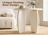 Artiss Coffee Table Set of 2 High Gloss Round Side Bedside Table Wood Living Room Cream FUR-S-COF1415-WH