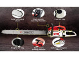Giantz Chainsaw Petrol 62CC 22" Bar Commercial E-Start Pruning Chain Saw CSAW-SXTO-22-RDWH-2C