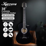 Karrera 38in Pro Cutaway Acoustic Guitar with Carry Bag - Black CC38-PRO-BK
