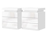 Artiss 2X Bedside Table LED 3 Drawers - COLEY White FURNI-O-LED-BS-3D-WHX2