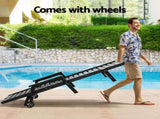 Gardeon 2PCS Sun Lounge Lounger Beach Chair HDPE Patio Outdoor Furniture with Wheels Black FF-LOUNGE-HE-BKX2
