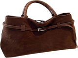 Suede Tote Bag Women Retro Dark Brown Faux Leather Tote Bag Slouchy Suede Bag with Handle Large V1259-DP01-A-2670