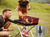 1Pc Plated Silver Metal Barbecue Fire Starter with Heat Shield and Wood Handle for Grill Bbq Use V1370-AZ4-16189