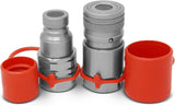 1/2" Skid Steer Bobcat Flat Face Hydraulic Quick Connect Couplers/Couplings Set w/Dust Caps V1258-DP02-WO-312