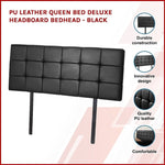 PU Leather Queen Bed Deluxe Headboard Bedhead - Black V63-768245