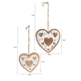 Set 2 Handcrafted Hanging Hearts 18cm, 13cm V637-50542HRT