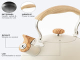 2.5 L Whistling Tea Kettles with Wood Grain adjustment Nylon Handle, Capsule Base Tea Kettle, White V1192-AZ-W-11025
