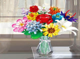 12 Pcs Flower Bouquet Building Set,12 Artificial Flowers Botanical Collection Toys for Valentines V1369-AZ3-W-22152