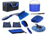 Blue 10-Piece Car Cleaning Kit Complete Car Care Set with Towels, Brushes, Gloves, and Storage Bag V888-ELOSUNG21166
