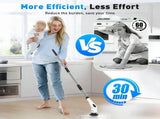 White 9 piece replaceable cleaning brush heads Electric Spin Scrubber with Extendable Handle V888-ELOSUNG53376