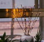 5 Sets of LED Light Bunch Stem - Warm White BATTERY fairy lights - 50cm high 20 bulbs/petals V382-5PLAINSTEMBUNCHBATT