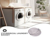 White Lightweight Foldable Laundry Basket with Drawstring Closure - Portable Clothes Hamper for Easy V1366-AZ2-W-25079