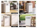 Cefito 30L Commercial Trash Can with Lid Front Push Flap Rubbish Bin White RB-C-PRESS-30L-WH
