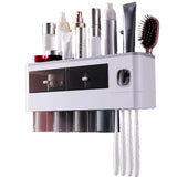 Wall Mounted Toothbrush Holder Multi Function Magnetic Absorption Bathroom Storage Rack with Drawer V1294-YM0716-3112220057116