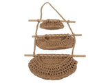Hanging Fruit Basket 3 Tier Wall Mounted Handcraft Hemp Rope Wood 3 Tier Hanging Wall Basket for V1294-YM0717-3115220087211