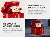 Christabelle 30cm Animated Penguin Gift Box Christmas Light Up DisplayLED Outdoor Indoor Xmas Y 112_SHE201