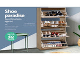 Artiss Shoe Rack Cabinet 60 Pairs 4 Doors - Wood FURNI-L-SHOE-4D3R-WD-AB