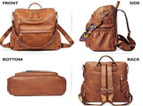 Women's Backpack with Wallet, Fashionable Leather Backpack for Women, Convertible Shoulder Bag for V1189-LC-RY-00551