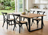 Artiss Dining Table and Chairs Set 5PCS Industrial 4 Black Rattan Chairs for Kitchen, Dining Room, DSET-TAB01-RA-BKX4
